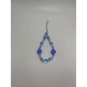 Handmade Blue Beaded Phone Charm | Dark Blue Strap | Phone Accessory
